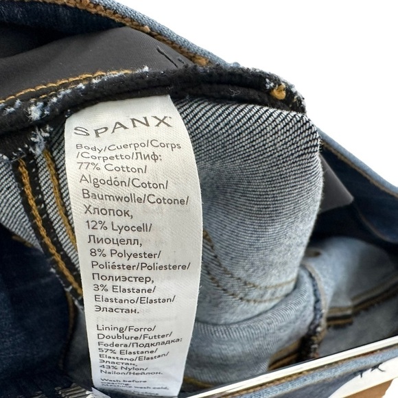 SPANX Womens Distressed Skinny Denim Legging Sz Medium Blue Medium Wash 20203R - Picture 8 of 9